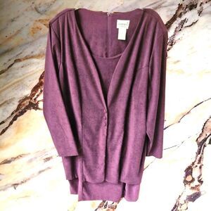 NWOT FASHION BUG Vintage Plum LongSleeve Layered Faux Suede Jacket Dress